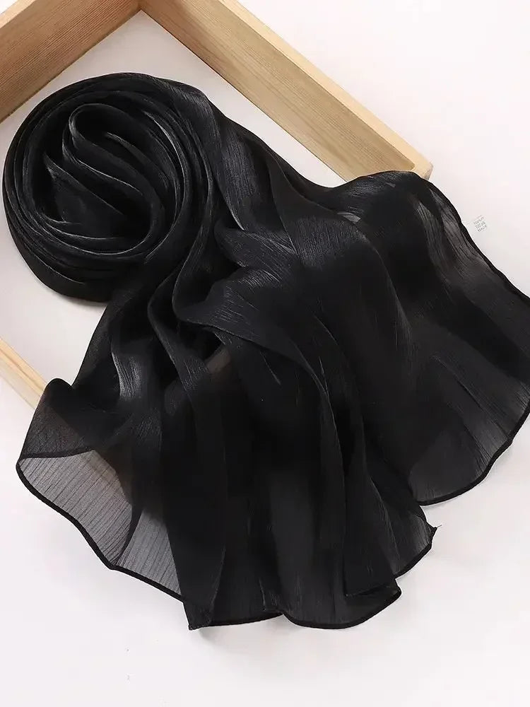 Eid Organza 70*175 cm Maxi Satin Khimar Abaya Dubai Arabic Islam Muslim Scarf Women Shimmer Hijab Turban Hijabs Musulmans Femme