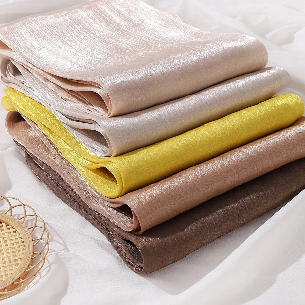 Eid Organza 70*175 cm Maxi Satin Khimar Abaya Dubai Arabic Islam Muslim Scarf Women Shimmer Hijab Turban Hijabs Musulmans Femme