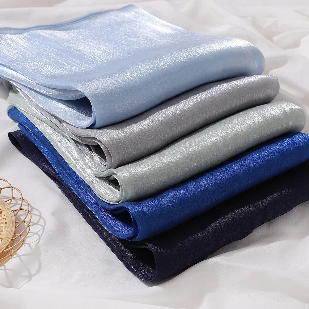 Eid Organza 70*175 cm Maxi Satin Khimar Abaya Dubai Arabic Islam Muslim Scarf Women Shimmer Hijab Turban Hijabs Musulmans Femme