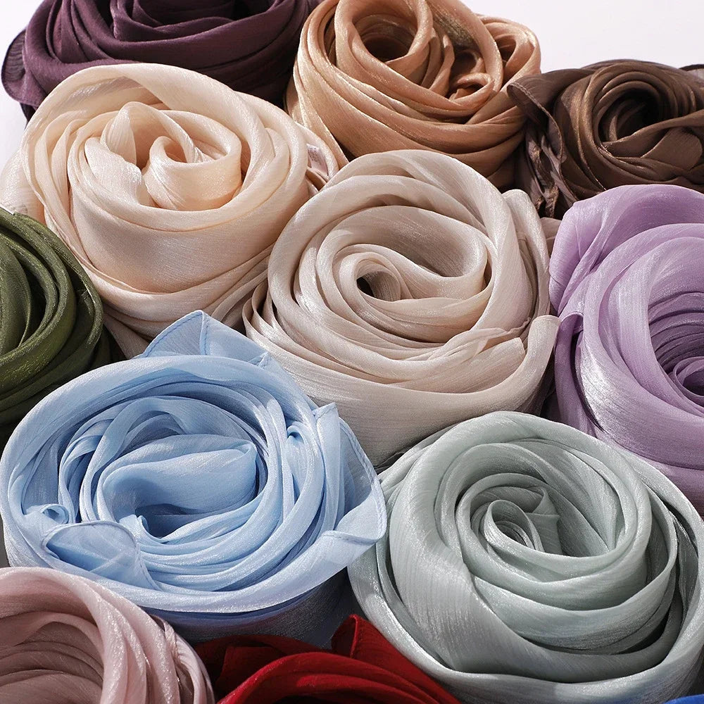 Eid Organza 70*175 cm Maxi Satin Khimar Abaya Dubai Arabic Islam Muslim Scarf Women Shimmer Hijab Turban Hijabs Musulmans Femme