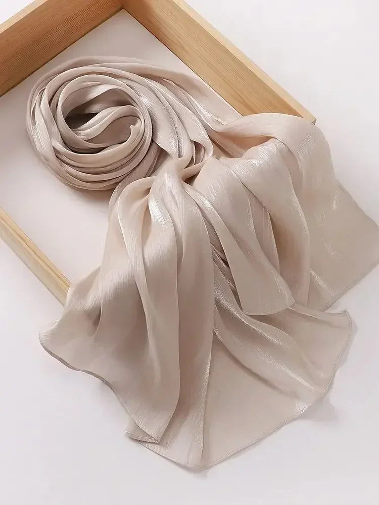 Eid Organza 70*175 cm Maxi Satin Khimar Abaya Dubai Arabic Islam Muslim Scarf Women Shimmer Hijab Turban Hijabs Musulmans Femme