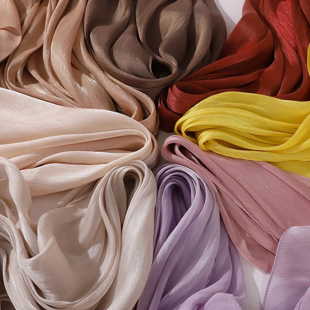 Eid Organza 70*175 cm Maxi Satin Khimar Abaya Dubai Arabic Islam Muslim Scarf Women Shimmer Hijab Turban Hijabs Musulmans Femme