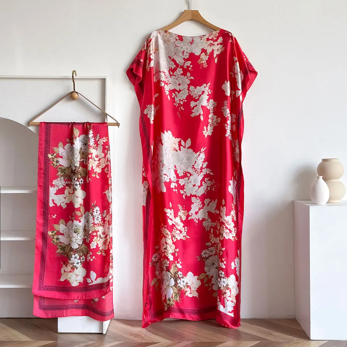 Summer New Fashion African Dresses For Women Elegant Printed Silk Muslim Lady Long Hijab Kaftan Dress Oversize Kuwait Abaya