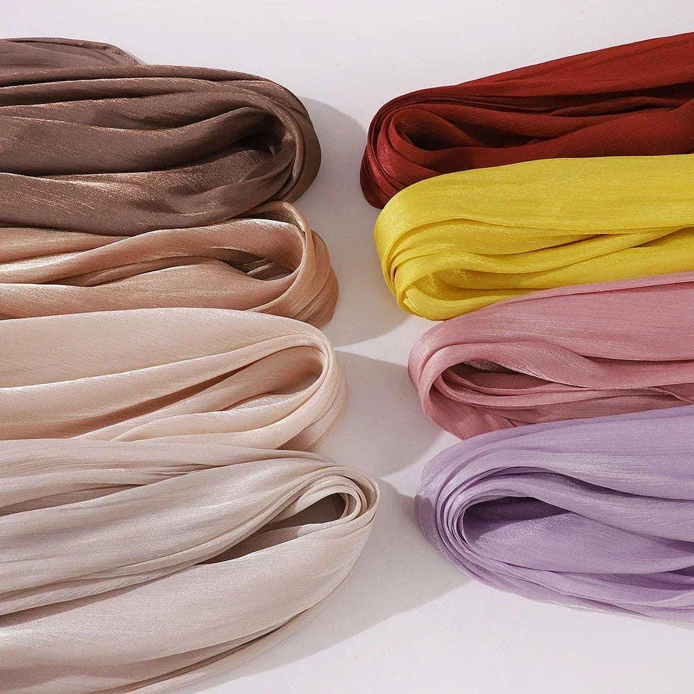 Eid Organza 70*175 cm Maxi Satin Khimar Abaya Dubai Arabic Islam Muslim Scarf Women Shimmer Hijab Turban Hijabs Musulmans Femme