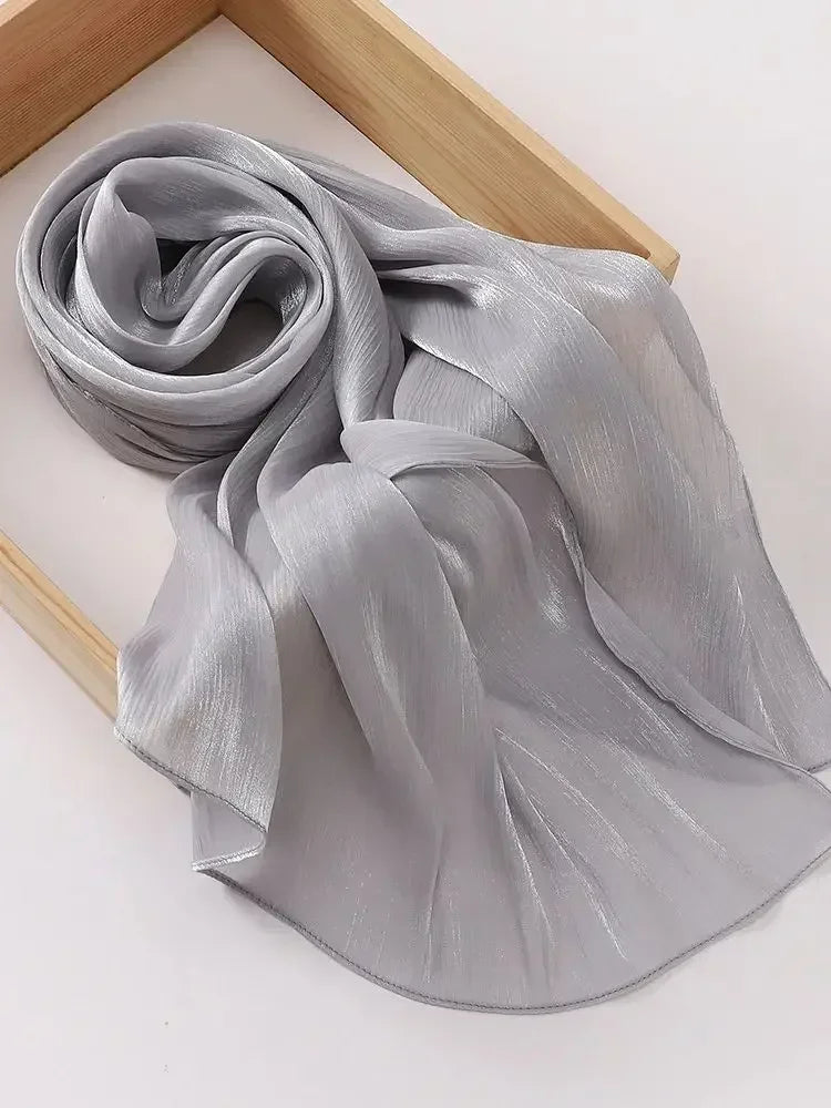 Eid Organza 70*175 cm Maxi Satin Khimar Abaya Dubai Arabic Islam Muslim Scarf Women Shimmer Hijab Turban Hijabs Musulmans Femme