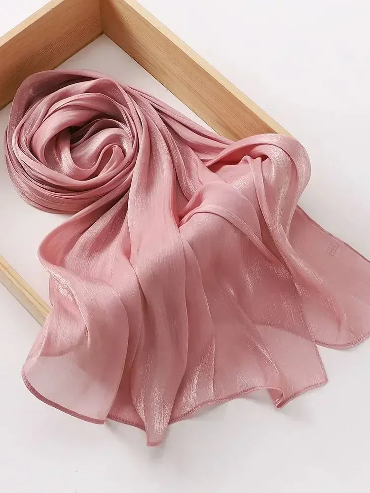 Eid Organza 70*175 cm Maxi Satin Khimar Abaya Dubai Arabic Islam Muslim Scarf Women Shimmer Hijab Turban Hijabs Musulmans Femme