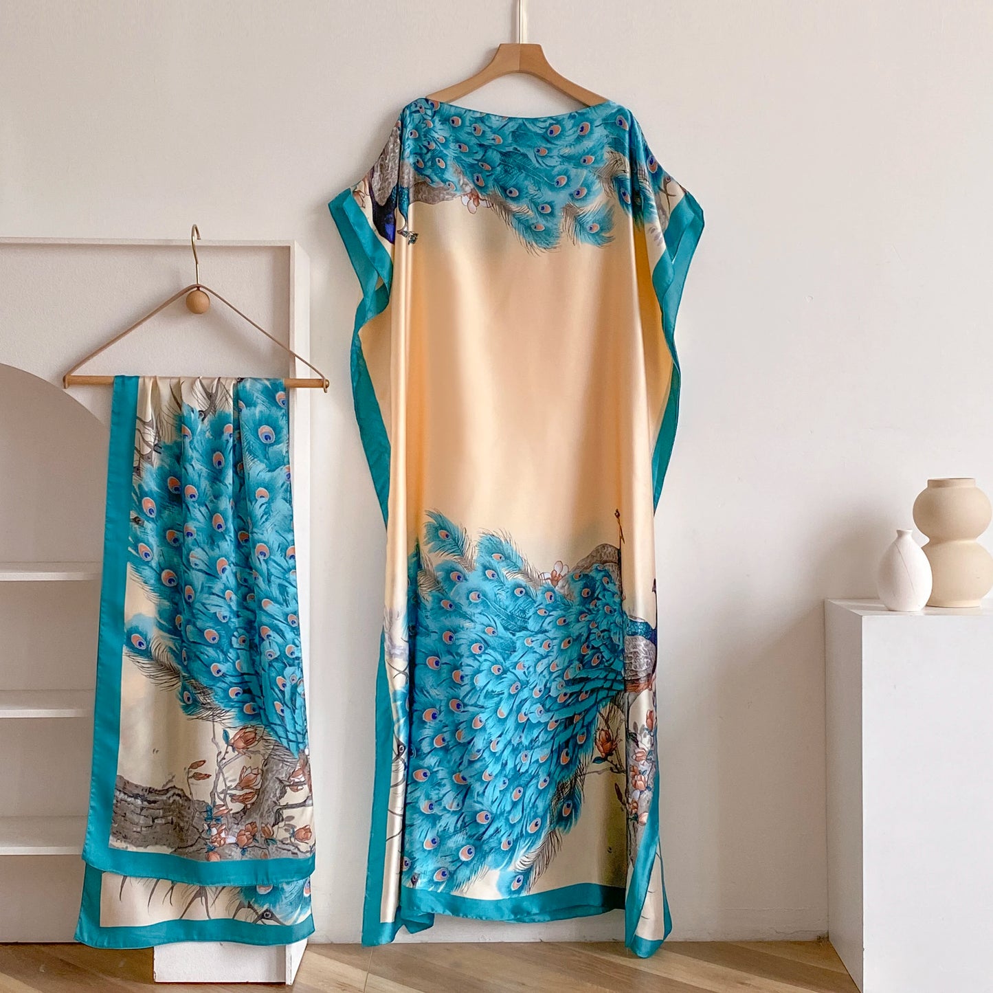Summer New Fashion African Dresses For Women Elegant Printed Silk Muslim Lady Long Hijab Kaftan Dress Oversize Kuwait Abaya